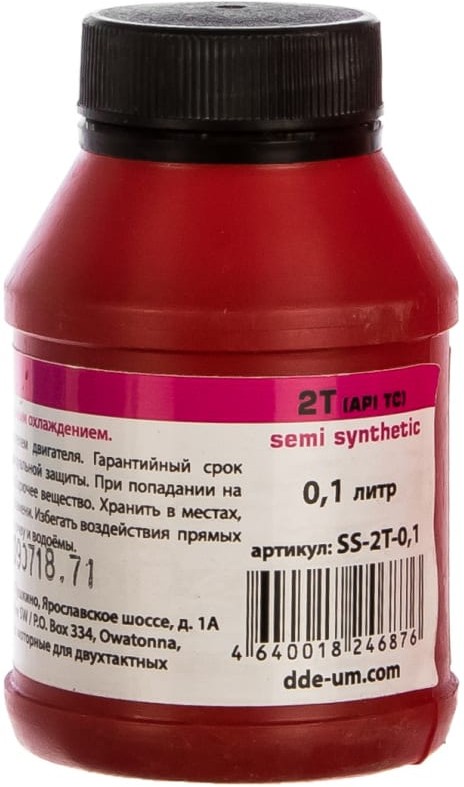 Масло DDE 2-х тактное полусинтетическое (1:50,  0,1л / 100 ml) красное