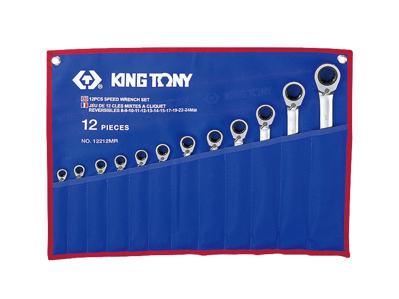 Набор ключей комбинированных трещоточных 8-24 мм 12 предметов KING TONY