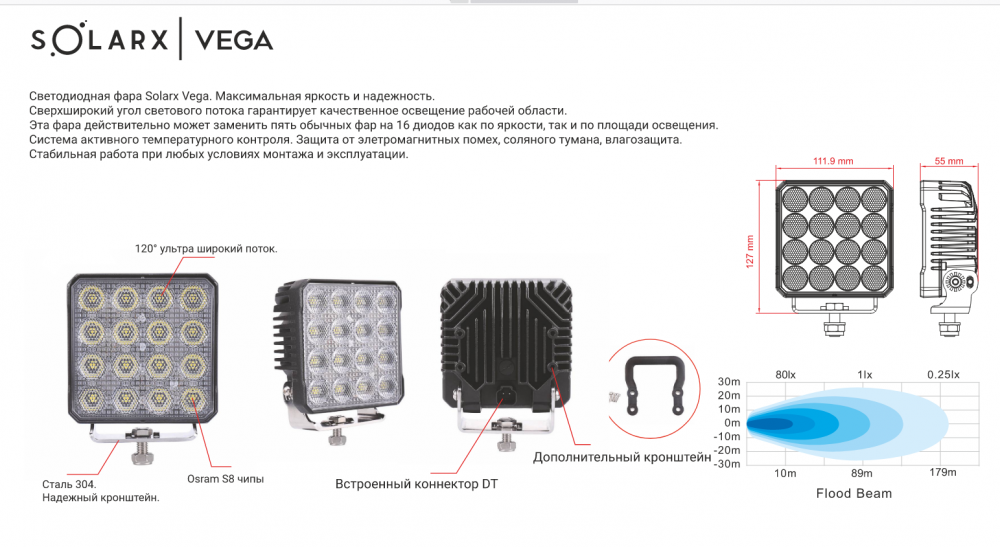 Фара светодиодная SolarX Vega