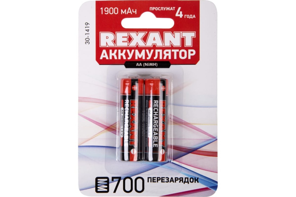 Элемент питания REXANT 1,5V (аккумулятор пальчик.) 1900 mAh 1 шт